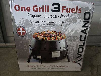 Volcano Collapsible Propane Charcoal Wood 3-Fuel Grill Stove