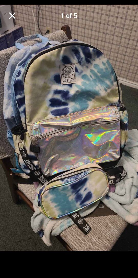 justice backpack and pencil holder