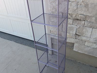 Vintage Lavender Metal Mesh Shelf Unit - 4-Tier Freestanding Storage Rack