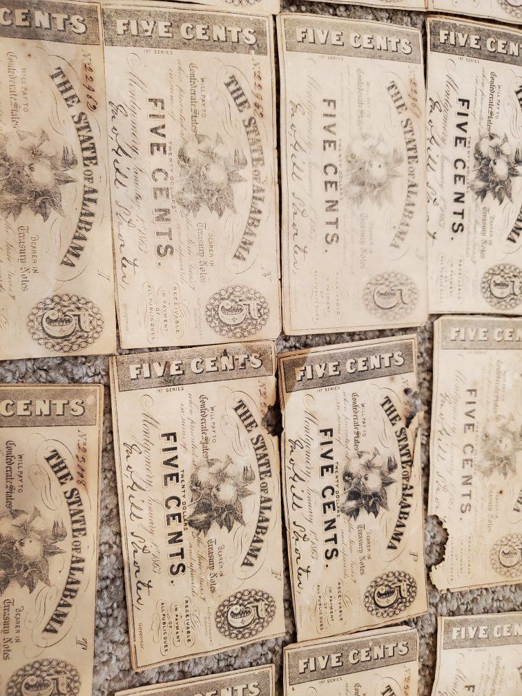 5 cent Alabama Civil War confederate 1963 notes