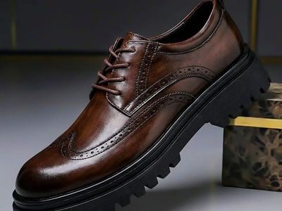 York Miller Remington Legacy Men's Brown Leather Oxford Shoes Size 10.5 Lug Sole