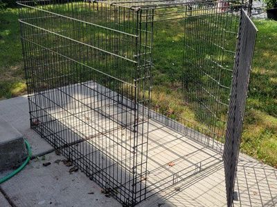 Large Black Wire Dog Crate Pet Kennel with Double Door - Foldable Design for Easy Storage