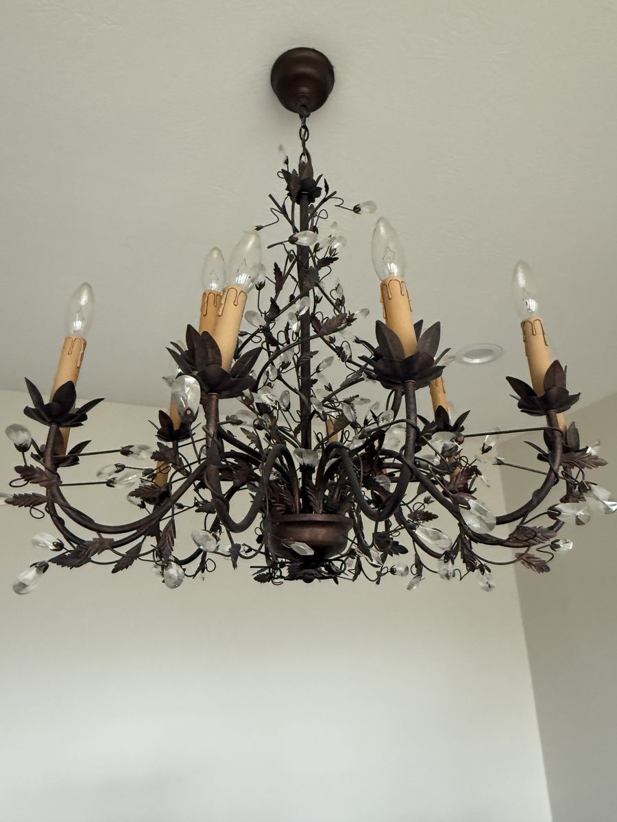 New Venetian Bronze and Crystal Multi-Light Chandelier Light Fixture