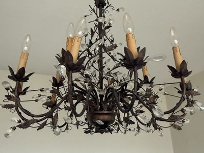 New Venetian Bronze and Crystal Multi-Light Chandelier Light Fixture
