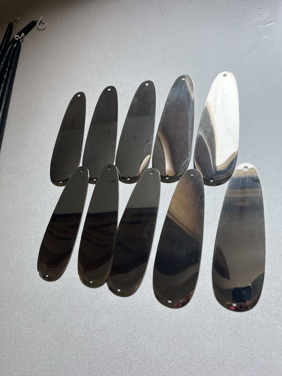 Set of 10 NEW dodger blanks fishing teardrop flashers 5 1/2” $20.00 all