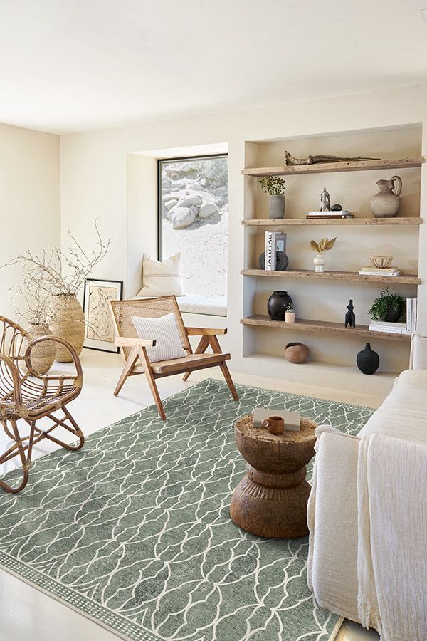 Grogu™ Trellis Sage Green Flatwoven Rug Star Wars collection 6’x9’