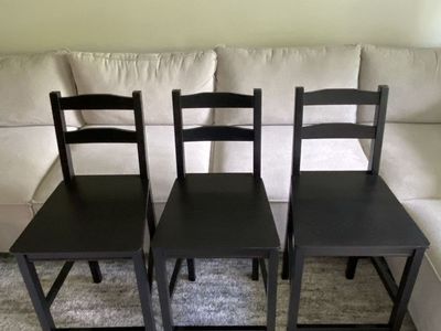 Set of 3 Wooden Chairs-Black