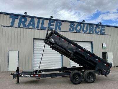 7x14 Lamar DT Dump Trailer - 24" Sides - 14K GVWR - 7 Gauge Floor, Stabilizer Jacks, Telescopic