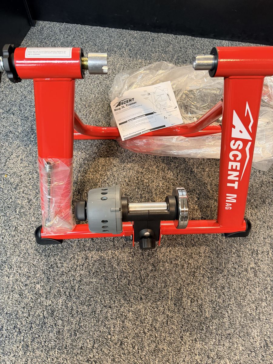 Ascent Mag-3L Bike Trainer, Red, Easy Set-up, New