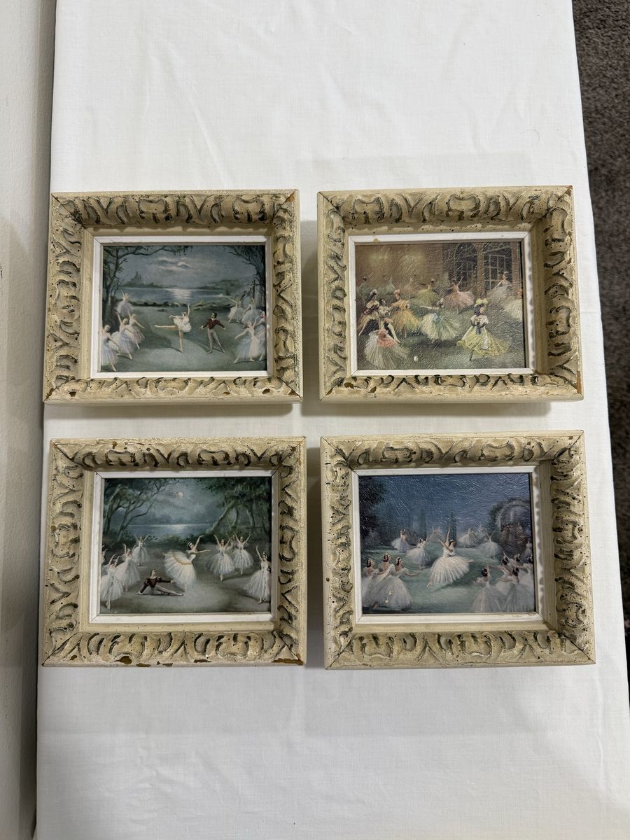Framed Set of 4 Vintage Ballet Art Prints