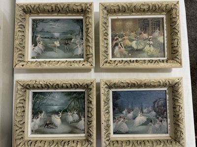 Framed Set of 4 Vintage Ballet Art Prints