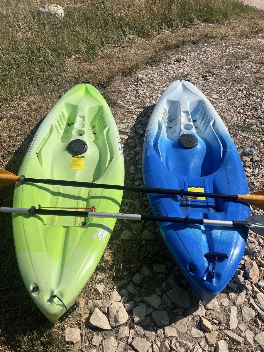 Islander Tropic & Perception Jazz Kayaks - 2-Pack, Blue & Green, Paddles Included