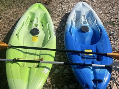 Islander Tropic & Perception Jazz Kayaks - 2-Pack, Blue & Green, Paddles Included