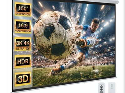 Electric Motorized Projector Screen 150 inch 16:9 4K HD 3D for Home Theater