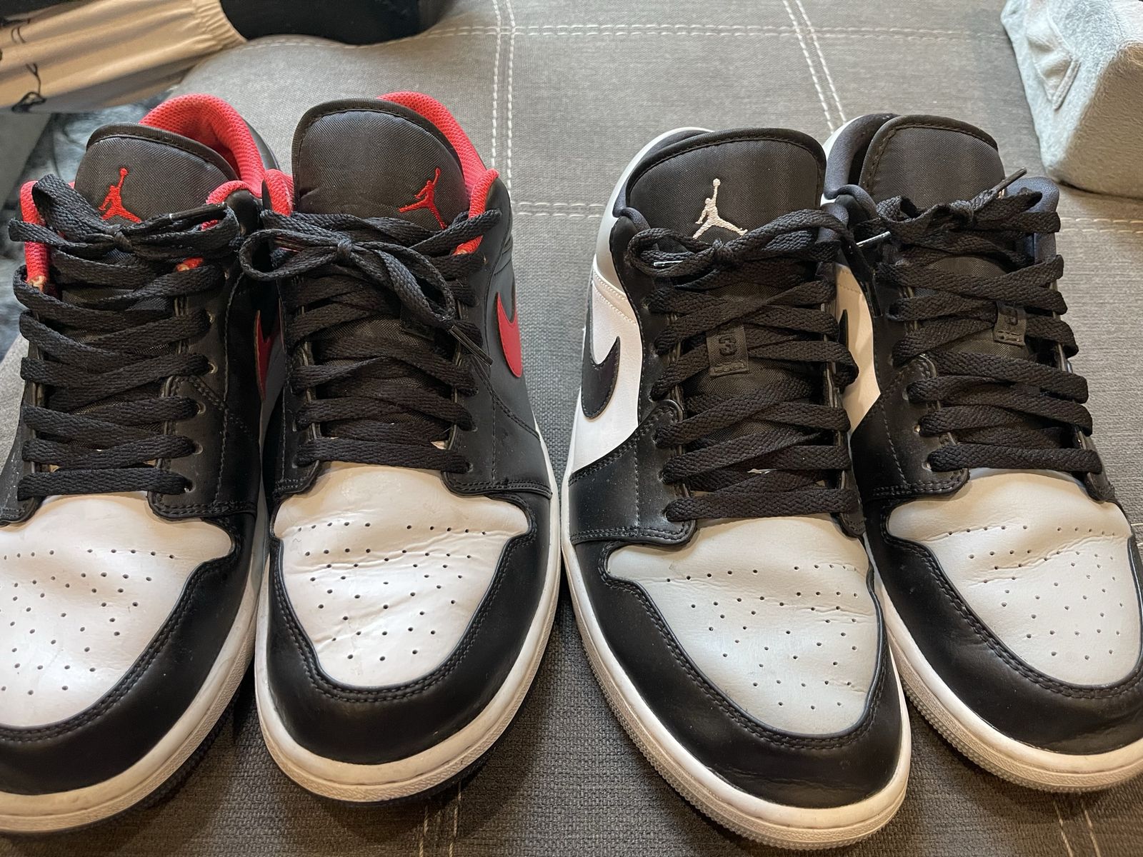Nike Air Jordan 1 Low Black White Red/Grey Basketball Shoes Men's Size 12