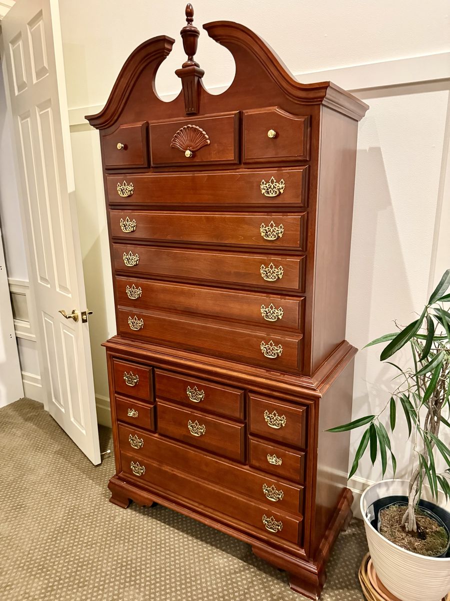 Solid Wood Highboy Dresser - Excellent Condition