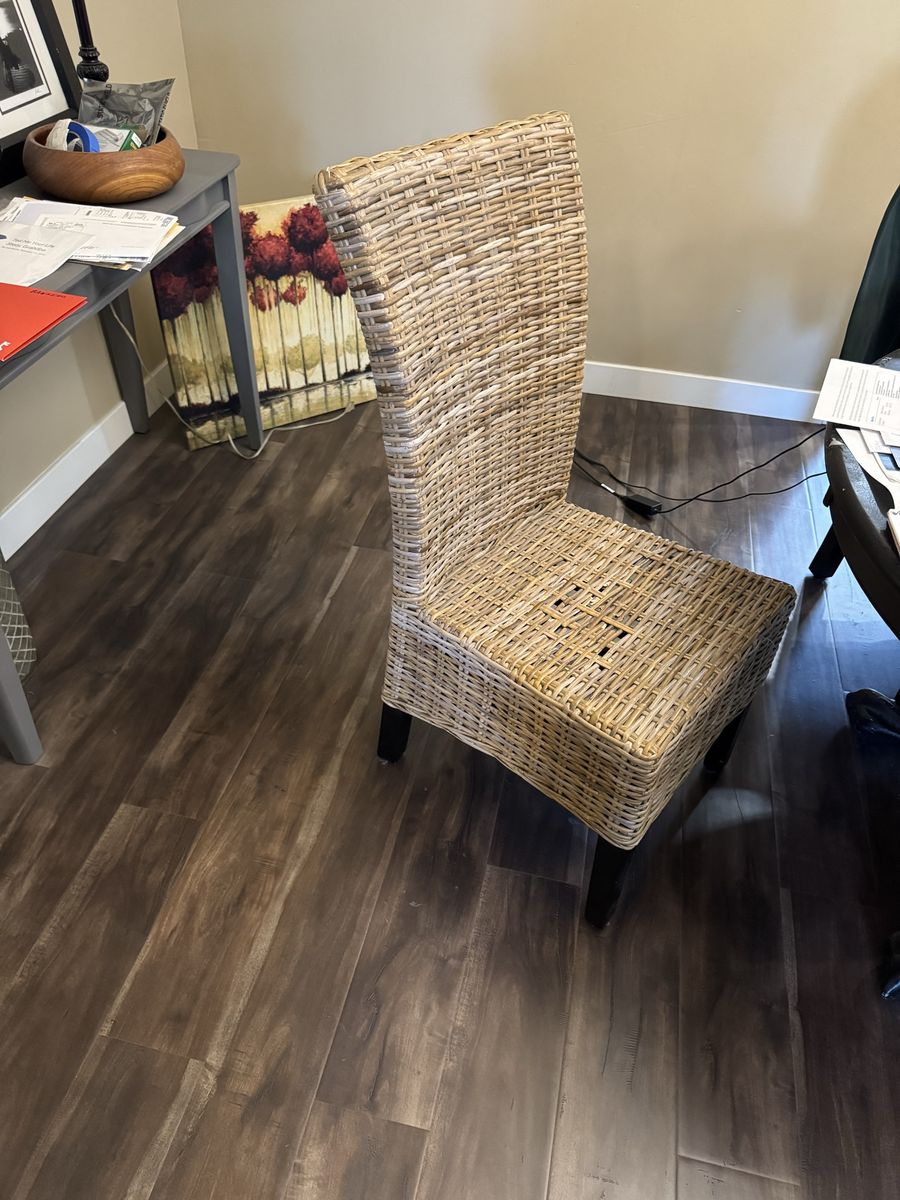 Four total Wicker Dining Chairs- Natural Weave Design, Sturdy Legs