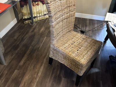 Four total Wicker Dining Chairs- Natural Weave Design, Sturdy Legs