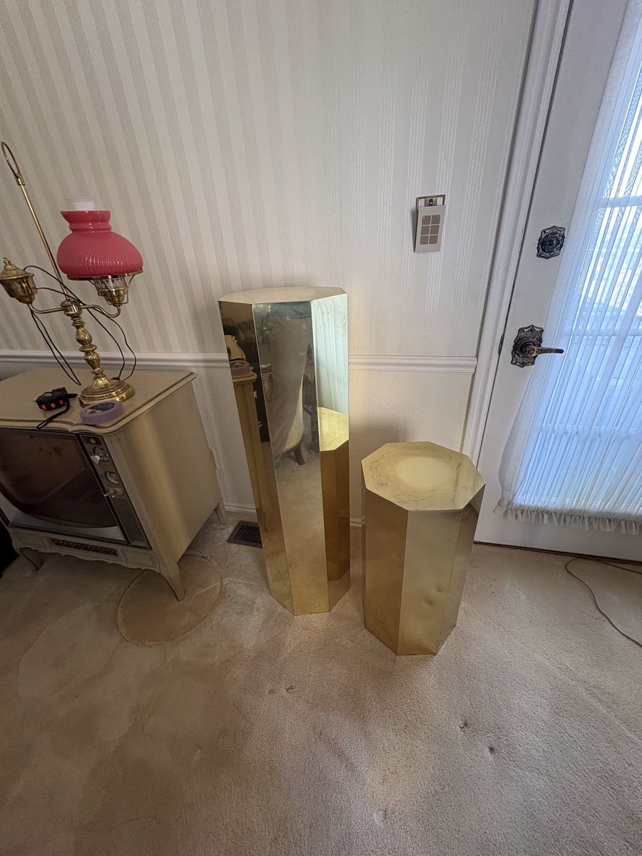 Vintage 1970s Brass Clad Octagonal Pedestal Columns $800/pair cash/venmo in Provo