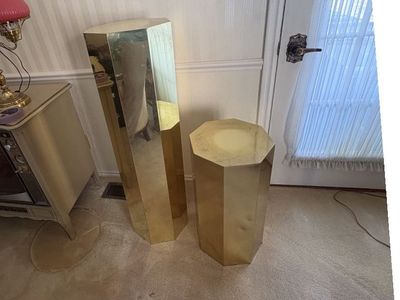 Vintage 1970s Brass Clad Octagonal Pedestal Columns $800/pair cash/venmo in Provo
