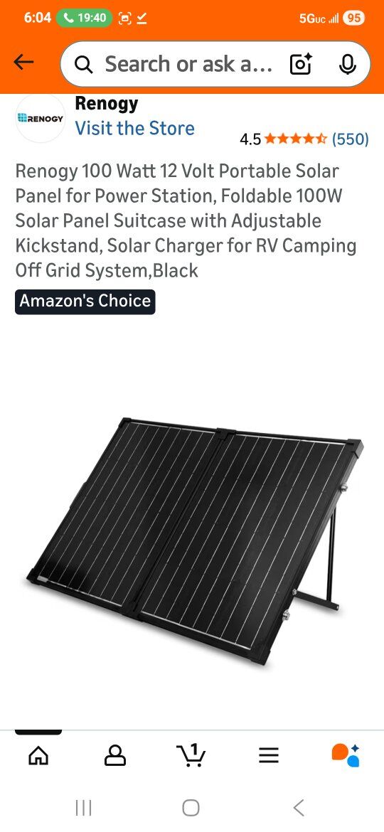 Renogy 100 watt portable solar panel