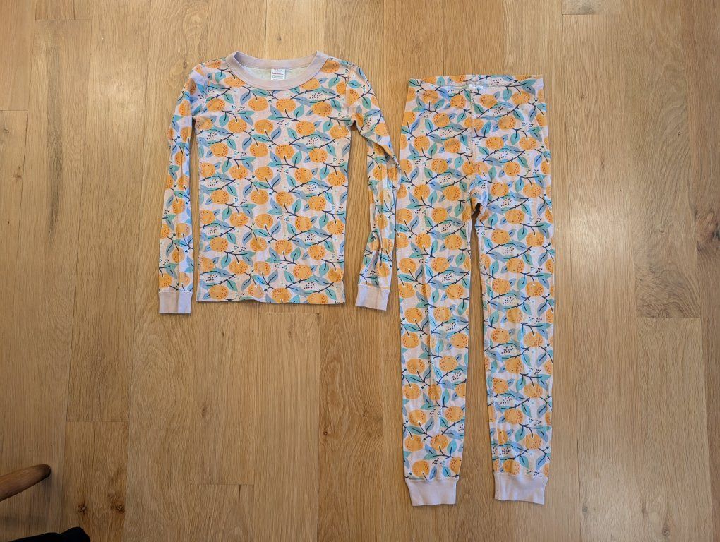 Hanna Andersson 100% Organic Cotton Pajamas - Orange Grove Print - Size 10
