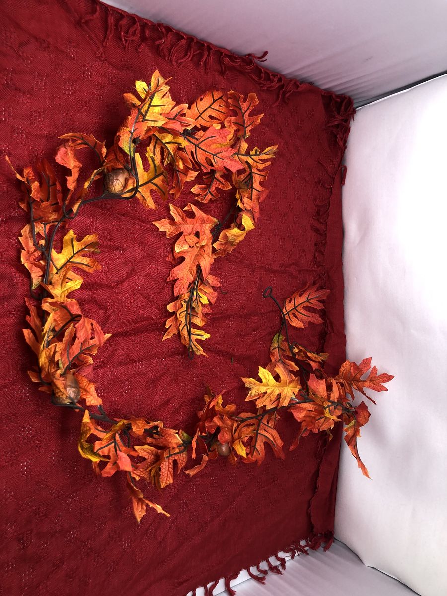 5 Ft. 10 In. Artificial Autumn Oak & Maple Leaf Garland with Faux Acorns