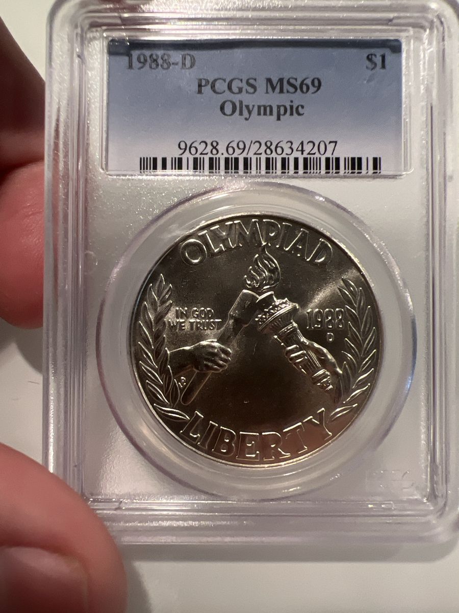 1988-D US Olympic Silver Dollar PCGS MS69 Graded Coin