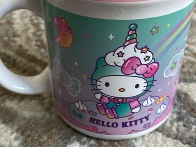 Sanrio Hello Kitty Unicorn Ceramic Coffee Mug Kawaii Pastel Rainbow 12oz