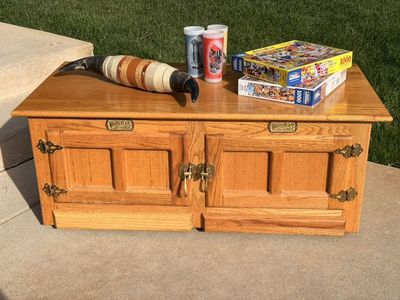 Vintage WHITE CLAD Solid Oak COFFEE TABLE Lift Lid