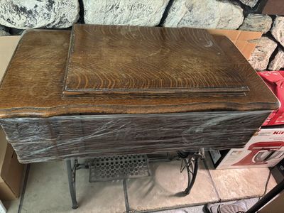 Antique White sewing machine with cabinet