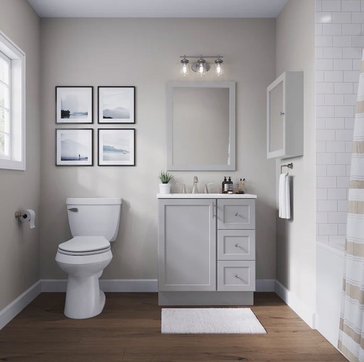 $100 LESS THAN LOWE’S! BRAND NEW IN BOX Style Selections 30” bathroom vanity with countertop, sink & matching wall mirror