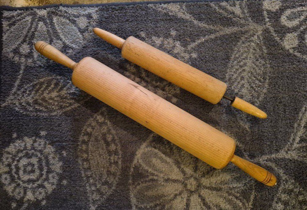 Vintage Wooden Rolling Pins Set of 2 Kitchen Baking Tools