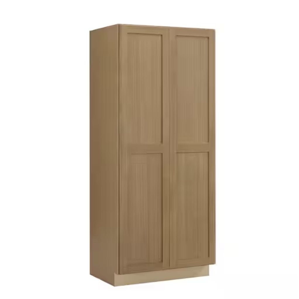 Hampton Bay Avondale 36 in. W x 84 in. H x 24 in. D Ready To Assemble Plywood Shaker Wide Pantry Cabinet in White Oak