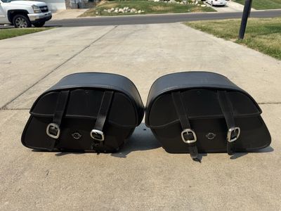Viking- Black leather saddle bags (pair)