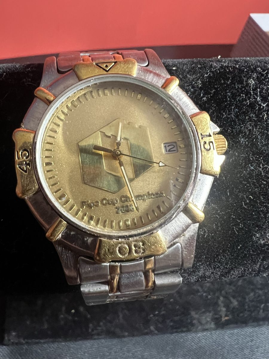 Vintage Pipe Cup Champion 2006 Two-Tone Quartz Watch - Gold Tone Dial, Date Window