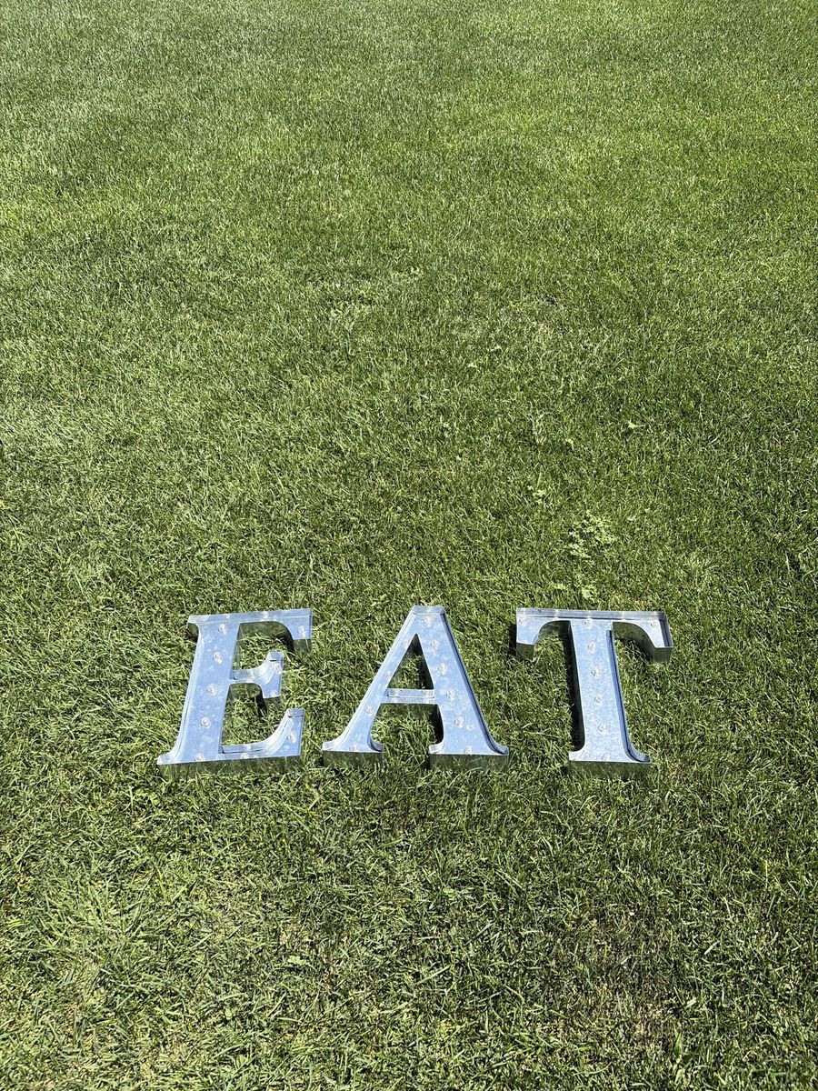 Decorative Marquee Light Up Letters "EAT" - Silver/Clear Bulbs