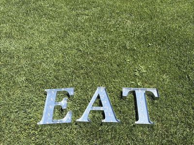 Decorative Marquee Light Up Letters "EAT" - Silver/Clear Bulbs