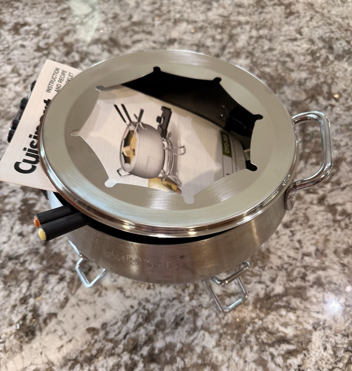 Cuisinart Brushed Stainless Steel Electric Fondue Maker with 8 Forks, FPM-50