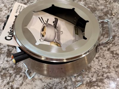 Cuisinart Brushed Stainless Steel Electric Fondue Maker with 8 Forks, FPM-50