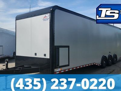 8.5x34 American Hauler Silver Hawk Enclosed Car Hauler Trailer - 7'10" Interior - 18K GVWR - A/C Prep Package, Air Compressor