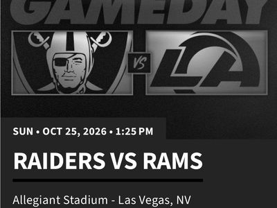 Raiders Tickets, Sec 202, Row 1.