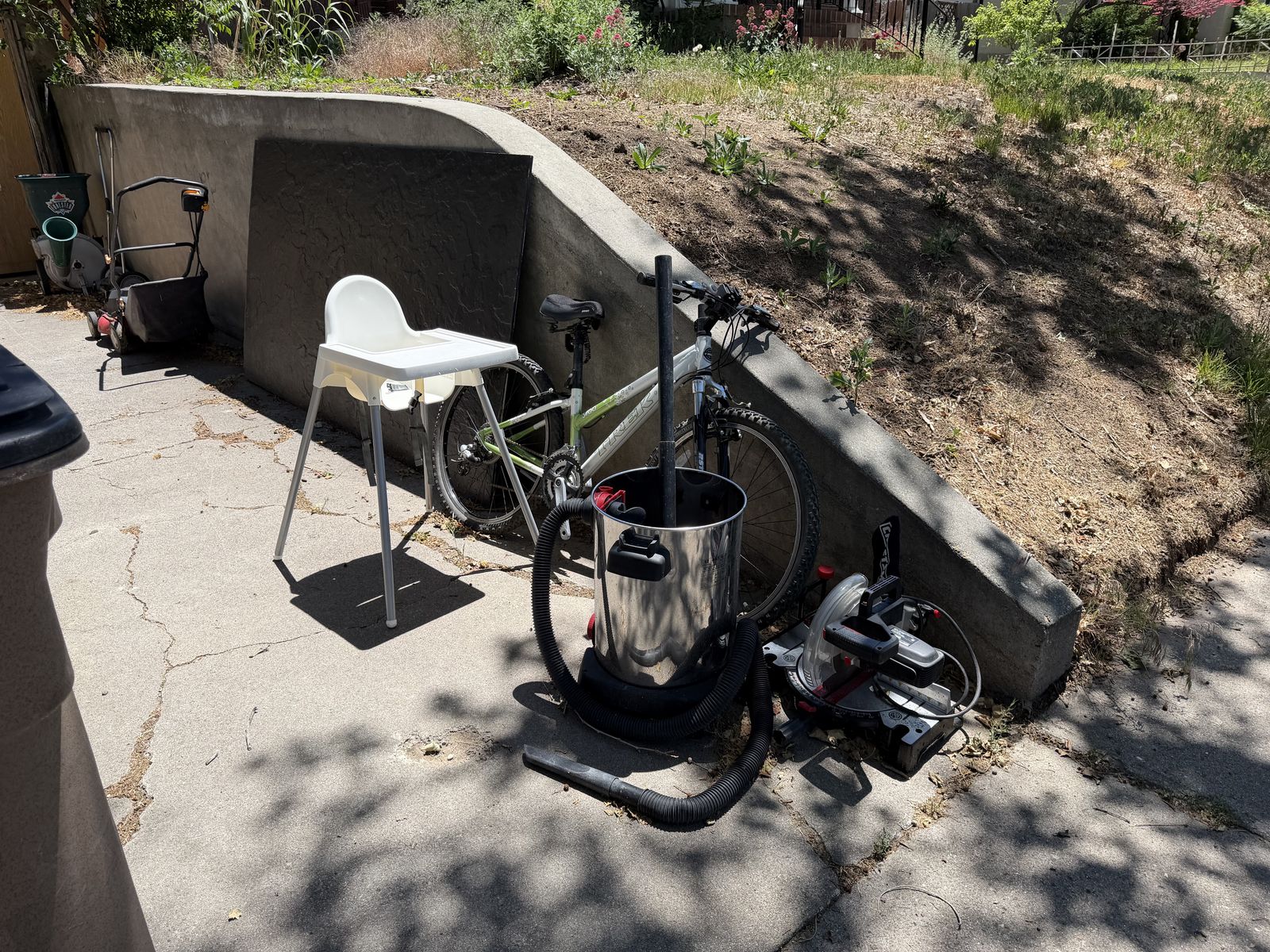 Free bike, high chair, vacuum canister