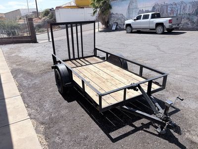 Utility Trailer, Small Single Axle with Wood Bed and Mesh Gate