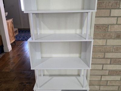 NEW! 7 TIER Modern white book shelf with drawers
