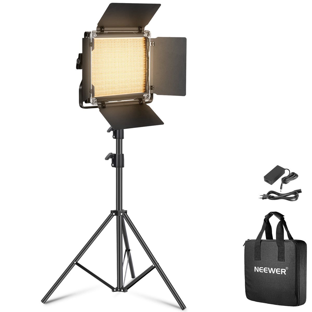 Neewer 660 LED Video 3 Point Light Kit with Stand, Bi-Color 3200-5600K Dimmable Light, Studio Photography