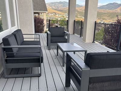 Modern Grey Metal Outdoor Patio Conversation Set with Cushions