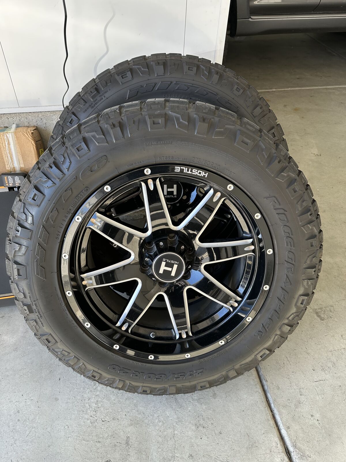 Ford F150 Hostile Alpha Wheels Nitto Ridge Grappler Tires Full Size Spare with TPMS Sensors