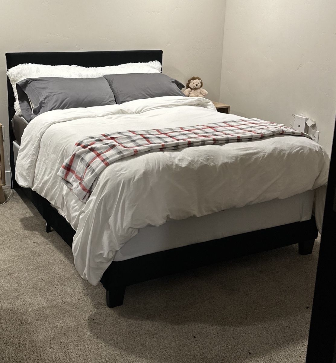 Black Upholstered Full-Size Bedframe