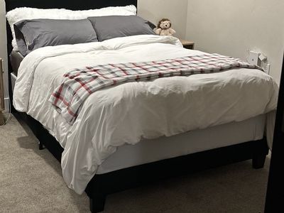 Black Upholstered Full-Size Bedframe